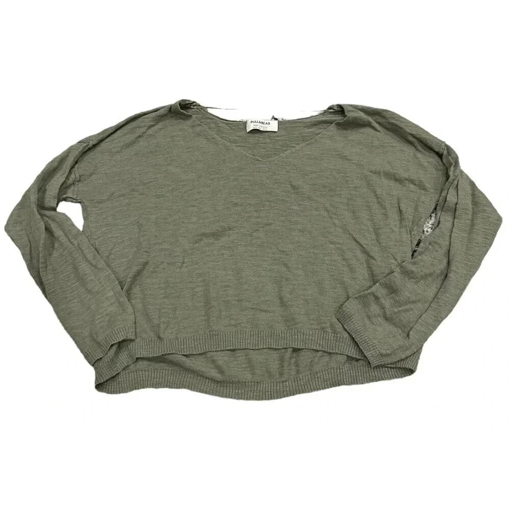 Pull & Bear Green Crop Sweater S
